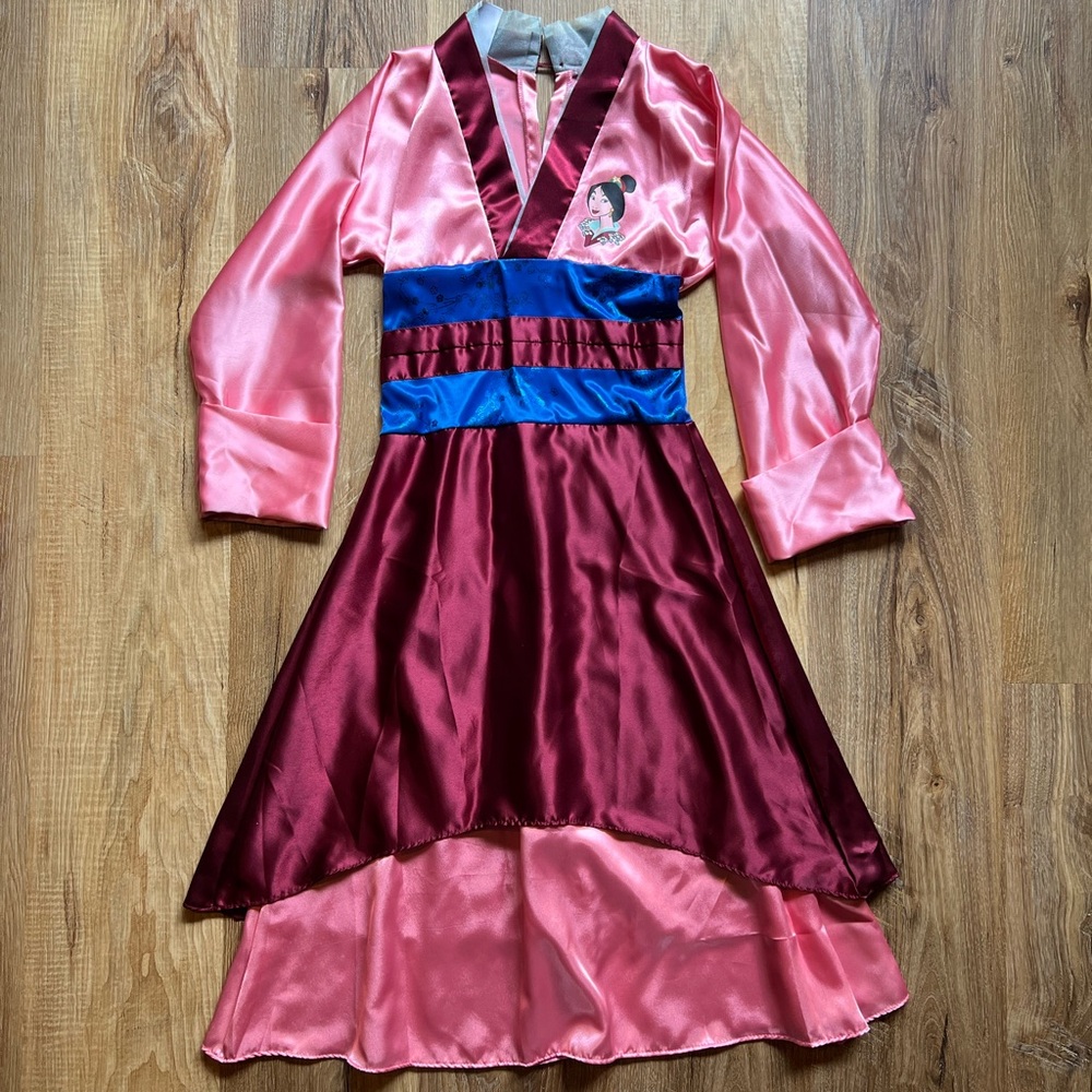 Vintage Disney Store Mulan Pink and Burgundy Kids Costume Dress